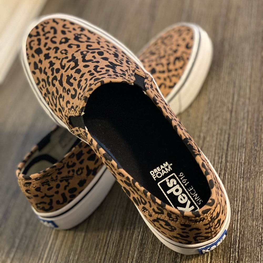 Leopard print slip on Keds size 6.5
